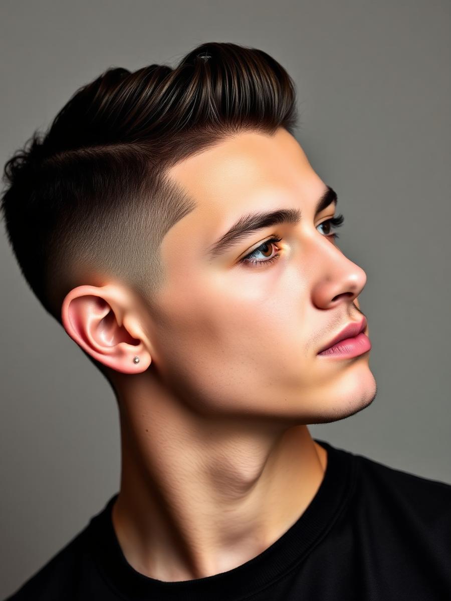 Skin fade with textured top